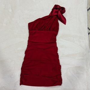 One Shoulder Red Evening Dress Medium
